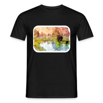China Watercolor Sketch Hand Drawn Illustration - Men's T-Shirt - black - Front - AI Model Male 178 light (178cm)