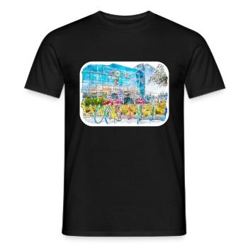 USA Aquarellskizze Handgezeichnete Illustration - Männer T-Shirt - Schwarz - Vorne - AI Model Male 178 light (178cm)