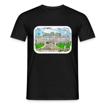 Vienna Austria Watercolor Sketch Illustration - Men's T-Shirt - black - Front - AI Model Male 178 light (178cm)