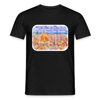 Florence Italie Aquarelle Esquisse Peinture Dessinée - T-shirt homme - noir - Devant - AI Model Male 178 light (178cm)