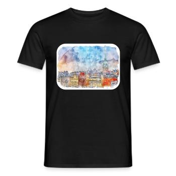 Helsinki Finnland Aquarell Skizze Illustration - Männer T-Shirt - Schwarz - Vorne - AI Model Male 178 light (178cm)