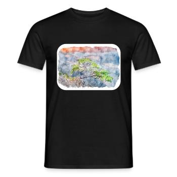 Südkorea Wahrzeichen Aquarell Skizze Zeichnung - Männer T-Shirt - Schwarz - Vorne - AI Model Male 178 light (178cm)