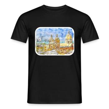 Carthagène Colombie Aquarelle Sketch Illustration - T-shirt homme - noir - Devant - AI Model Male 178 light (178cm)