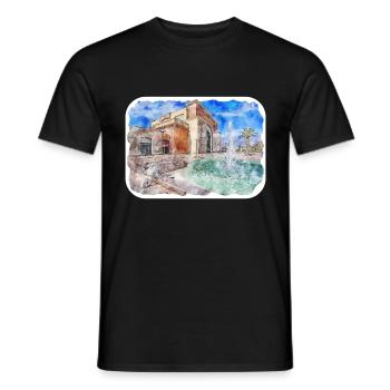 Marrakech Morrocco Watercolor Sketch Drawn Paintin - Men's T-Shirt - black - Front - AI Model Male 178 light (178cm)