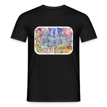 Malaisie Aquarelle Esquisse Dessinée à la Main Illustration - T-shirt homme - noir - Devant - AI Model Male 178 light (178cm)