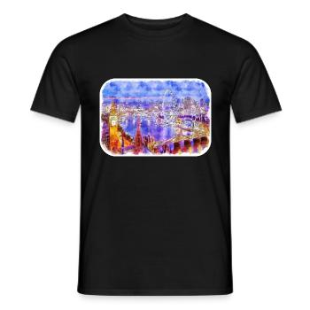Londres UK Aquarelle Esquisse Dessinée à la Main Peinture - T-shirt homme - noir - Devant - AI Model Male 178 light (178cm)