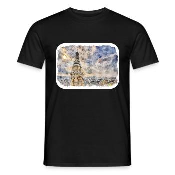 Budapest Ungarn Aquarell Skizze Illustration - Männer T-Shirt - Schwarz - Vorne - AI Model Male 178 light (178cm)