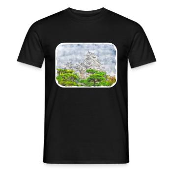 Japan Aquarellskizze Handgezeichnete Illustration - Männer T-Shirt - Schwarz - Vorne - AI Model Male 178 light (178cm)