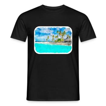 Maldives Watercolor Sketch Hand Drawn Illustration - Men's T-Shirt - black - Front - AI Model Male 178 light (178cm)