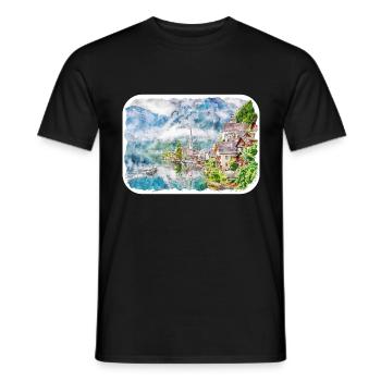 Autriche Aquarelle Esquisse Dessinée à la main Illustration - T-shirt homme - noir - Devant - AI Model Male 178 light (178cm)