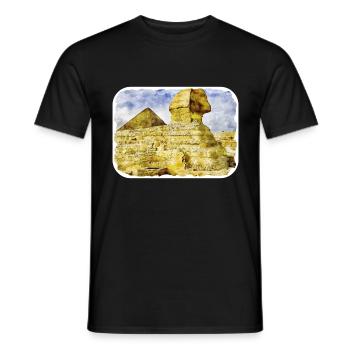 Le Caire Egypte Aquarelle Esquisse Dessinée Illustration - T-shirt homme - noir - Devant - AI Model Male 178 light (178cm)