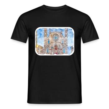 Barcelona Spanien Aquarell Skizze gezeichnet Illustrati - Männer T-Shirt - Schwarz - Vorne - AI Model Male 178 light (178cm)