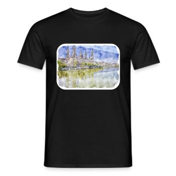 Spain Watercolor Sketch Hand Drawn Illustration - Men's T-Shirt - black - Front - AI Model Male 178 light (178cm)