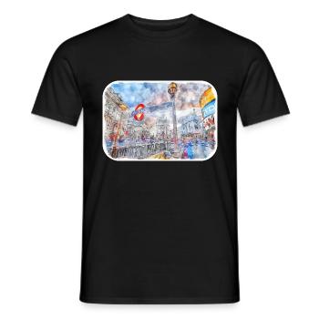 Londres UK Aquarelle Esquisse Dessinée à la Main Peinture - T-shirt homme - noir - Devant - AI Model Male 178 light (178cm)