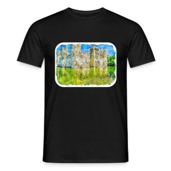 Angleterre Royaume-Uni Aquarelle Esquisse Dessinée à la main Peinture - T-shirt homme - noir - Devant - AI Model Male 178 light (178cm)