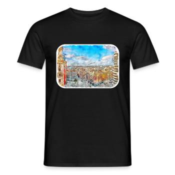 Spain Watercolor Sketch Hand Drawn Illustration - Men's T-Shirt - black - Front - AI Model Male 178 light (178cm)