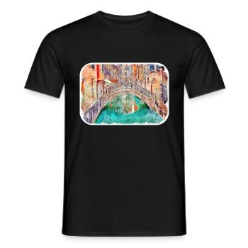 Italy Watercolor Sketch Hand Drawn Illustration - Men's T-Shirt - black - Front - AI Model Male 178 light (178cm)
