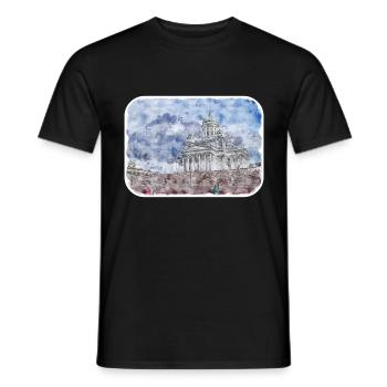 Helsinki Finnland Aquarell Skizze Illustration - Männer T-Shirt - Schwarz - Vorne - AI Model Male 178 light (178cm)