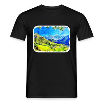 Italy Watercolor Sketch Hand Drawn Illustration - Men's T-Shirt - black - Front - AI Model Male 178 light (178cm)
