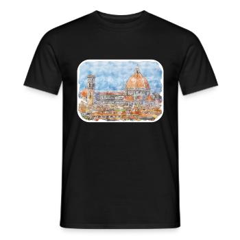Italy Watercolor Sketch Hand Drawn Illustration - Men's T-Shirt - black - Front - AI Model Male 178 light (178cm)