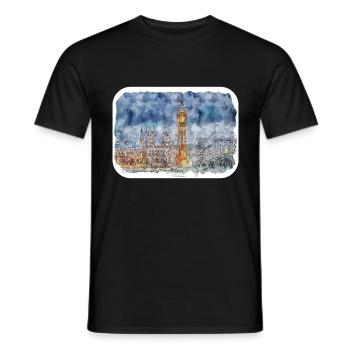 England UK Watercolor Sketch Drawn Illustration - Men's T-Shirt - black - Front - AI Model Male 178 light (178cm)
