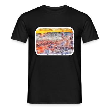 Pologne Repère Aquarelle Esquisse Dessin de peinture - T-shirt homme - noir - Devant - AI Model Male 178 light (178cm)