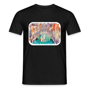Italy Watercolor Sketch Hand Drawn Illustration - Men's T-Shirt - black - Front - AI Model Male 178 light (178cm)