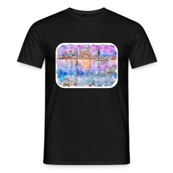 Canada Aquarelle Sketch Illustration dessinée à la main - T-shirt homme - noir - Devant - AI Model Male 178 light (178cm)
