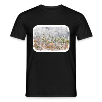 Tallinn Estland Aquarellskizze gezeichnet Illustrati - Männer T-Shirt - Schwarz - Vorne - AI Model Male 178 light (178cm)