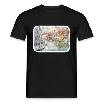 Italy Watercolor Sketch Hand Drawn Illustration - Men's T-Shirt - black - Front - AI Model Male 178 light (178cm)