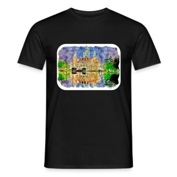 Dhaka Bangladesh Watercolor Sketch Drawn Illustrat - Men's T-Shirt - black - Front - AI Model Male 178 light (178cm)