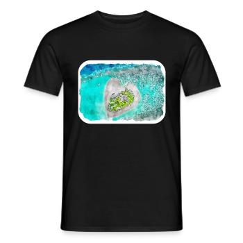 Maldives Watercolor Sketch Hand Drawn Illustration - Men's T-Shirt - black - Front - AI Model Male 178 light (178cm)