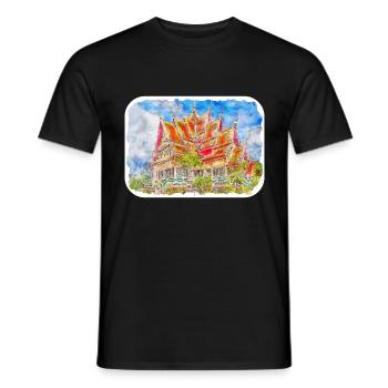Thaïlande Aquarelle Esquisse Dessinée à la Main Illustration - T-shirt homme - noir - Devant - AI Model Male 178 light (178cm)