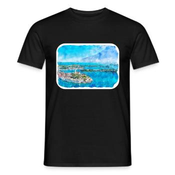 Kroatien Aquarellskizze Handgezeichnete Illustration - Männer T-Shirt - Schwarz - Vorne - AI Model Male 178 light (178cm)