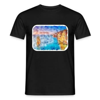 Australie Aquarelle Esquisse Dessinée à la Main Peinture - T-shirt homme - noir - Devant - AI Model Male 178 light (178cm)