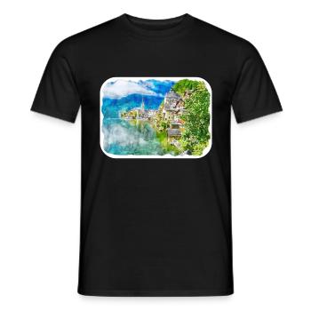 Autriche Aquarelle Esquisse Dessinée à la main Illustration - T-shirt homme - noir - Devant - AI Model Male 178 light (178cm)