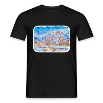 Autriche Aquarelle Esquisse Dessinée à la main Illustration - T-shirt homme - noir - Devant - AI Model Male 178 light (178cm)