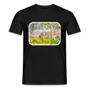 Indien Wahrzeichen Aquarell Skizze Farbe Illustratio - Männer T-Shirt - Schwarz - Vorne - AI Model Male 178 light (178cm)