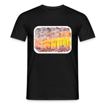 Istanbul Turkey Watercolor Sketch Illustration - Men's T-Shirt - black - Front - AI Model Male 178 light (178cm)