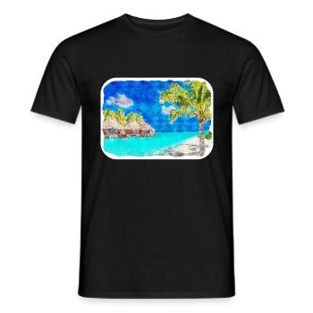 Thaïlande Aquarelle Esquisse Dessinée à la Main Illustration - T-shirt homme - noir - Devant - AI Model Male 178 light (178cm)