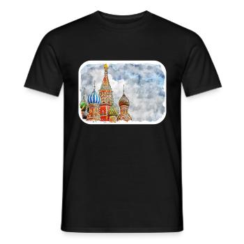 Moscou Russie Aquarelle Esquisse Dessinée Peinture - T-shirt homme - noir - Devant - AI Model Male 178 light (178cm)