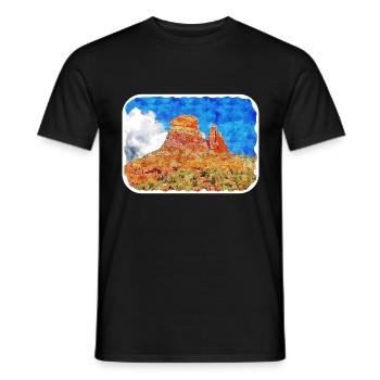 Arizona USA Aquarelle Dessin Dessin Illustration - T-shirt homme - noir - Devant - AI Model Male 178 light (178cm)