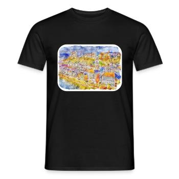 Allemagne Aquarelle Esquisse Dessinée à la main Illustration - T-shirt homme - noir - Devant - AI Model Male 178 light (178cm)
