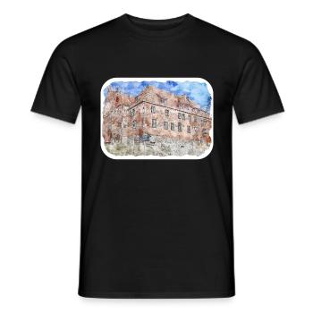 Pologne Repère Aquarelle Esquisse Dessin de peinture - T-shirt homme - noir - Devant - AI Model Male 178 light (178cm)