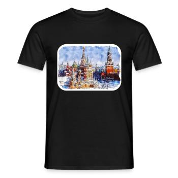 Moscou Russie Aquarelle Esquisse Dessinée Peinture - T-shirt homme - noir - Devant - AI Model Male 178 light (178cm)