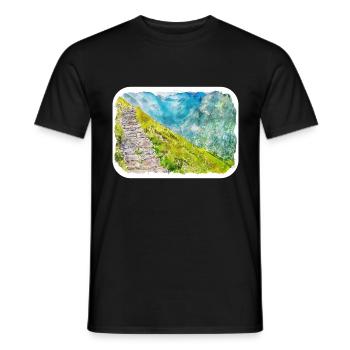 Pologne Repère Aquarelle Esquisse Dessin de peinture - T-shirt homme - noir - Devant - AI Model Male 178 light (178cm)