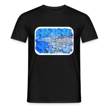 Norvège Aquarelle Esquisse Dessinée à la main Illustration - T-shirt homme - noir - Devant - AI Model Male 178 light (178cm)