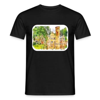 Allemagne Aquarelle Esquisse Dessinée à la main Illustration - T-shirt homme - noir - Devant - AI Model Male 178 light (178cm)