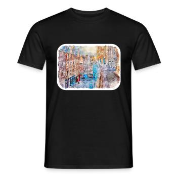 Edinburgh Schottland UK Aquarell Skizze gezeichnet Schmerz - Männer T-Shirt - Schwarz - Vorne - AI Model Male 178 light (178cm)
