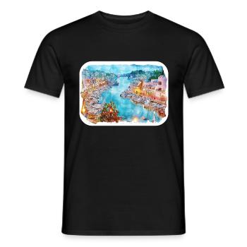 Barcelona Spanien Aquarell Skizze gezeichnet Illustrati - Männer T-Shirt - Schwarz - Vorne - AI Model Male 178 light (178cm)